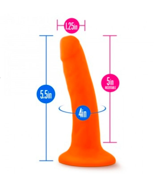 Neo - 5.5 Inch Dual Density Cock - Neon Orange
