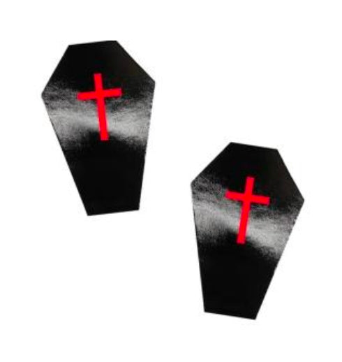 Dom Squad Wet Vinyl Black Coffin Nipple Cover Pasties