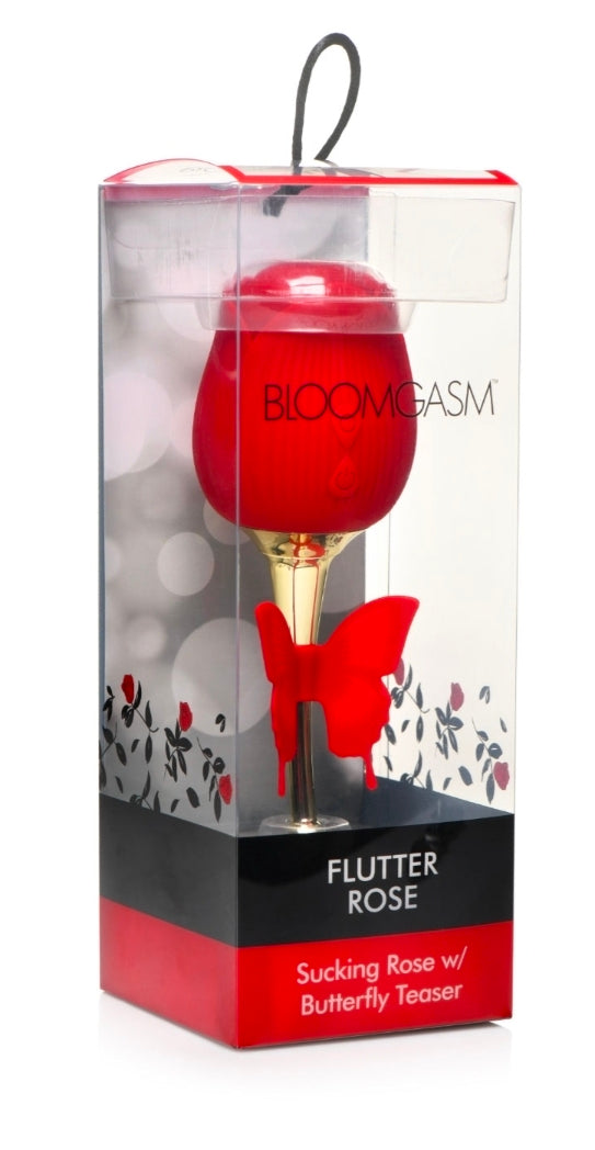 Bloomgasm Flutter Rose Sucking Rose with Butterfly Teaser - Red