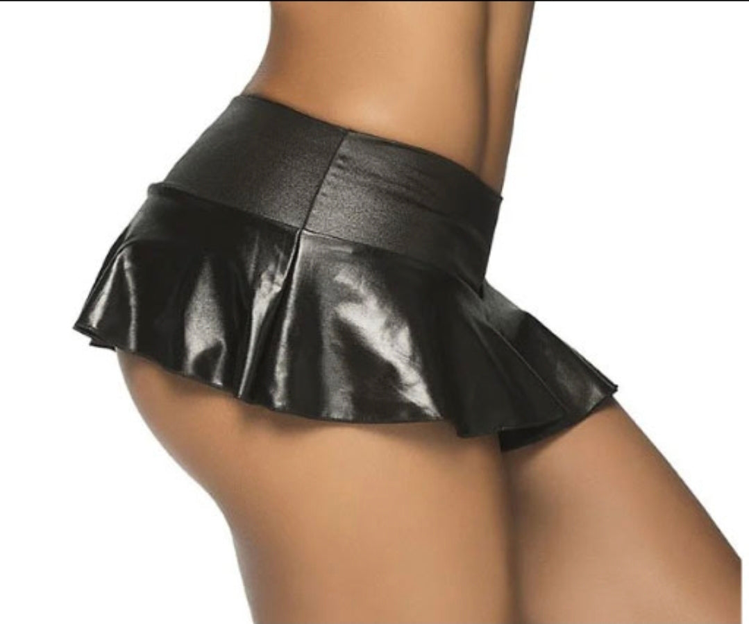 Wet Ruffle Skirt - SM/MD or MD/LG- Wet Black