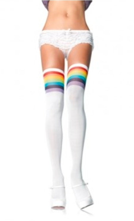 Over the Rainbow Opaque Thigh Highs - One Size