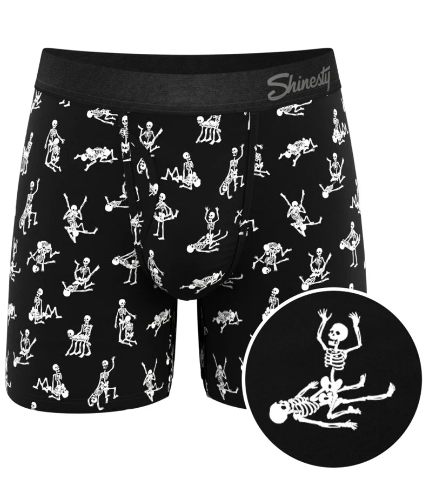 Shinesty The Bare Back Bones Glow-in-the-Dark Skeletons Ball Hammock Pouch Underwear with Fly XS, S, M, L, XL, 2XL