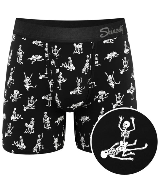 Shinesty The Bare Back Bones Glow-in-the-Dark Skeletons Ball Hammock Pouch Underwear with Fly XS, S, M, L, XL, 2XL