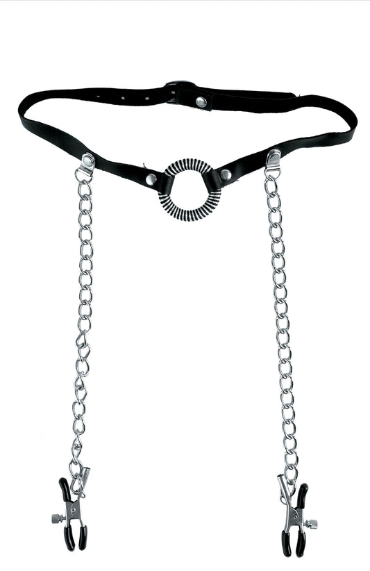 Fetish Fantasy Series O-Ring Gag With Nipple Clamps