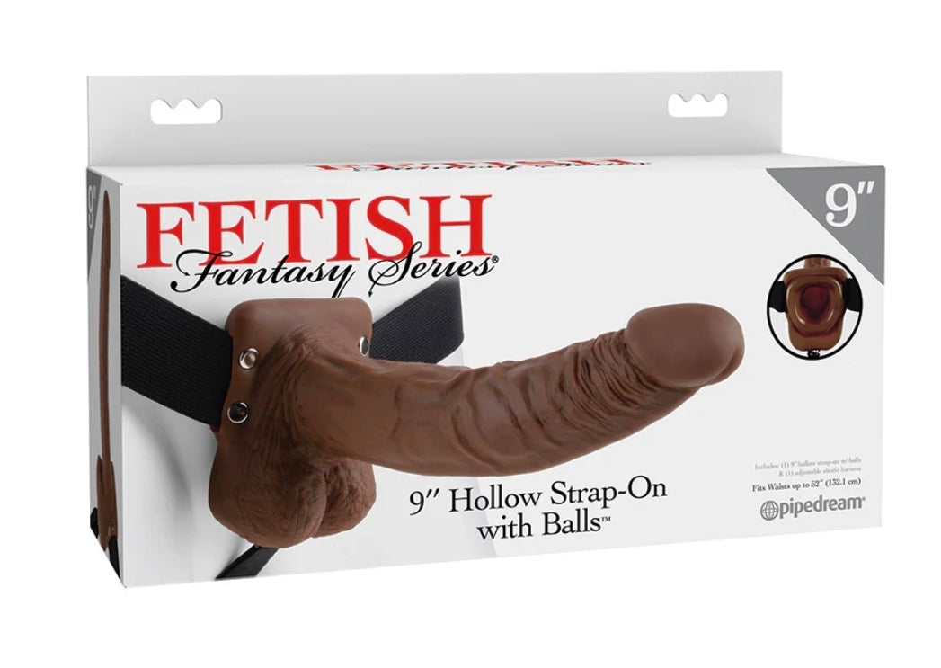 Fetish Fantasy Series Hollow Strap-On with Balls-Chocolate 9