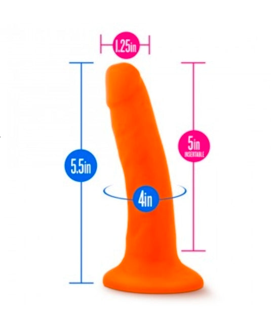 Neo - 5.5 Inch Dual Density Cock - Neon Orange