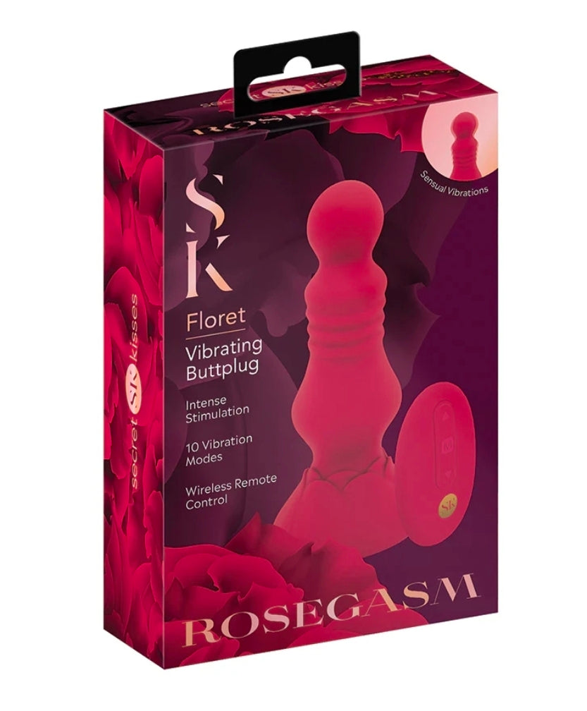 Secret Kisses Rosegasm Remote Control Thrusting Floret Butt Plug