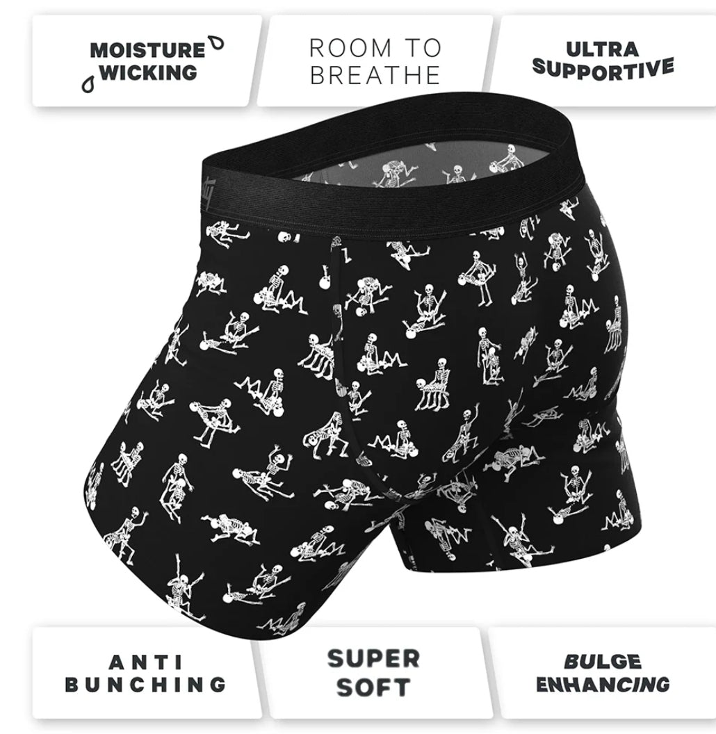 Shinesty The Bare Back Bones Glow-in-the-Dark Skeletons Ball Hammock Pouch Underwear with Fly XS, S, M, L, XL, 2XL