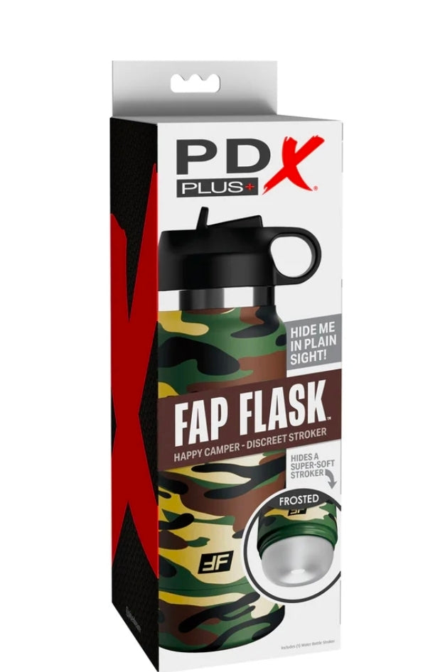 PDX Plus Fap Flask Happy Camper Discreet Stroker Camo Frosted