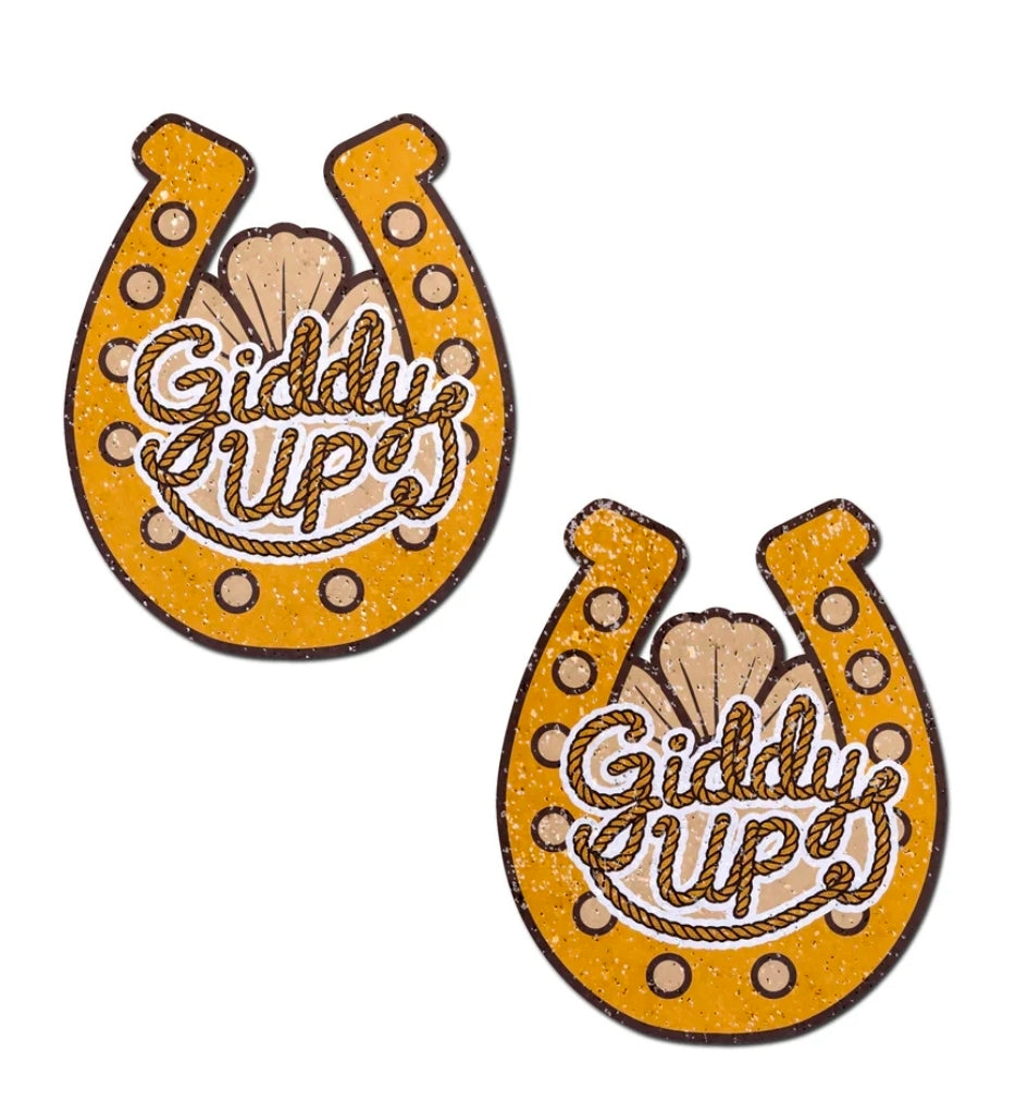 Pastease Giddy Up Sparkling Horseshoe Golden Nipple Covers