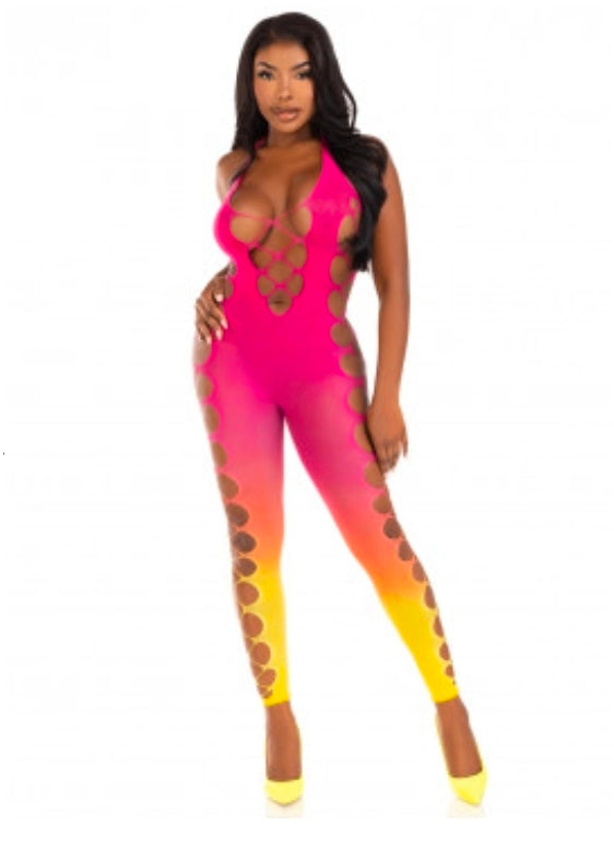 Ombre Footless Bodystocking - One Size - Sunset