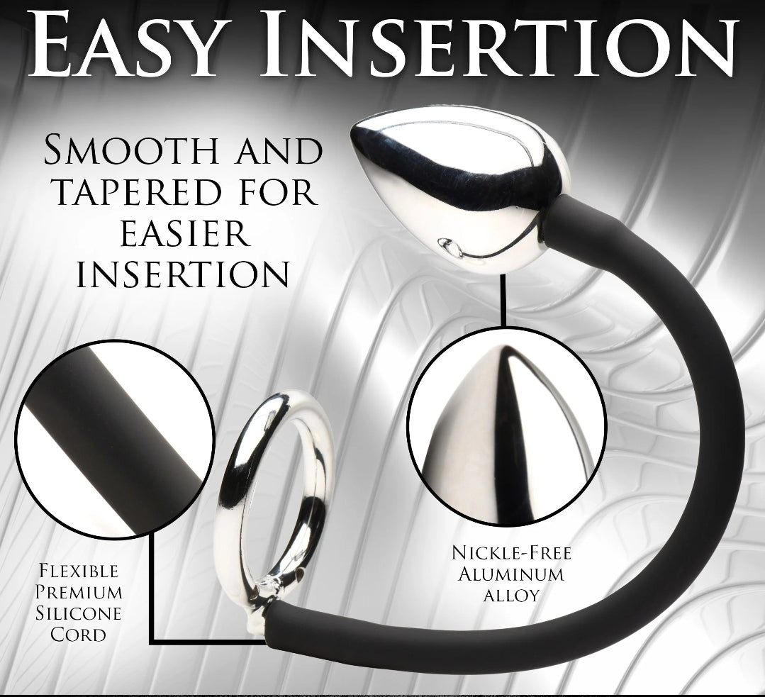 Tug Plus Plug Cock and Ball Ring With Anal Plug - Black