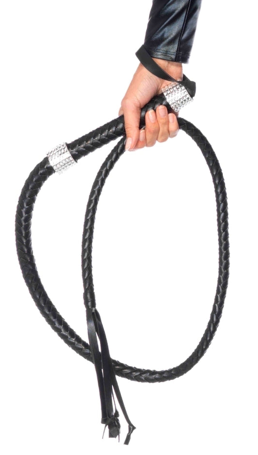 Rhinestone Handle Whip - Black