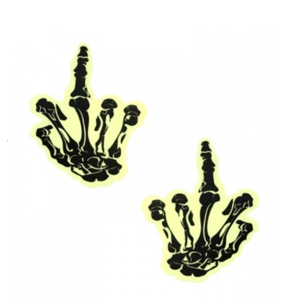 Fuck You Glow in the Dark Skeleton Hand Nipple Cover Pasties