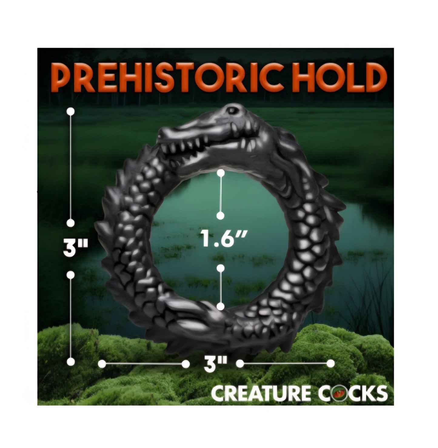 Black Caiman Silicone Cock Ring