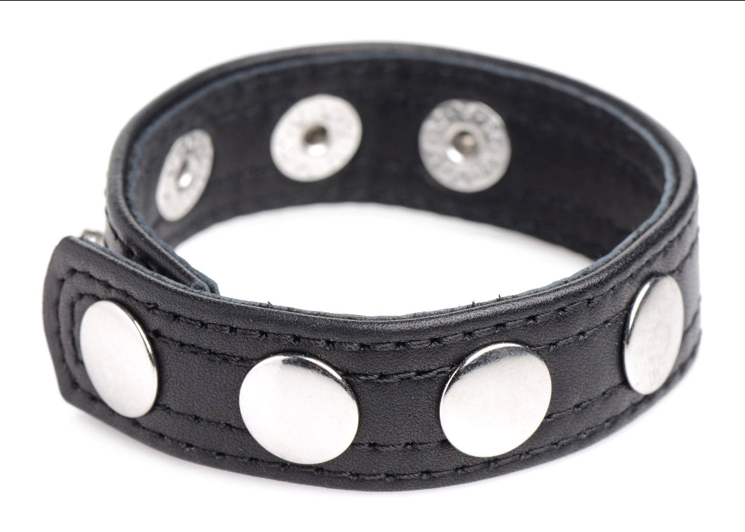Cock Gear Leather Speed Snap Cock Ring - Black