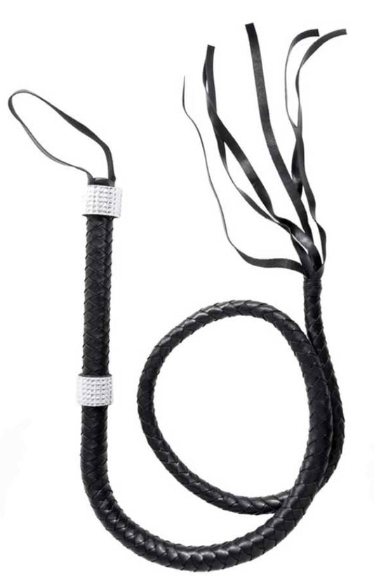 Rhinestone Handle Whip - Black