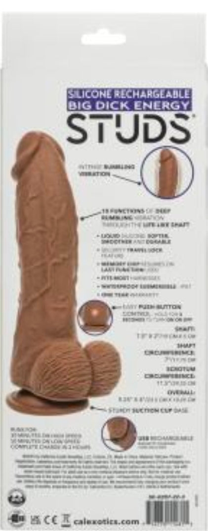 Silicone Rechargeable Big Dick Energy Studs - Brown