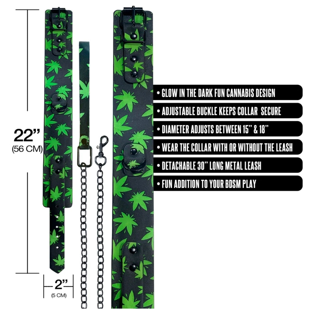 Stoner Vibes Chronic Collection Glow in the Dark Collar and Leash