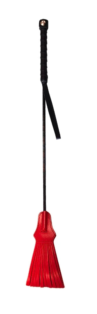 Leather Tasselled Riding Crop- Red