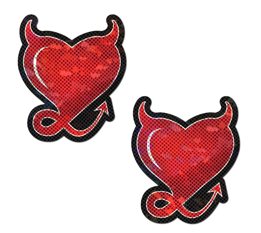 Red Glitter Devil Heart Pasties