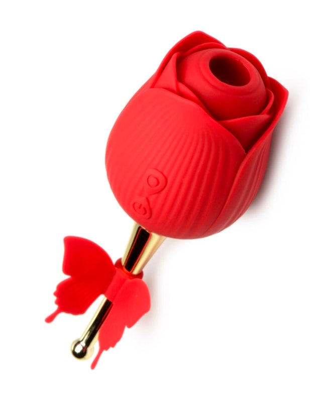 Bloomgasm Flutter Rose Sucking Rose with Butterfly Teaser - Red