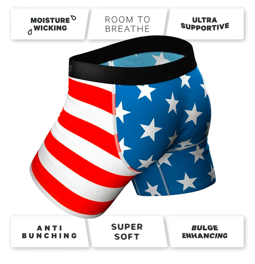 Shinesty The Mascot American Flag Ball Hammock Pouch Underwear with Fly XS, S, M, L, XL, 2XL