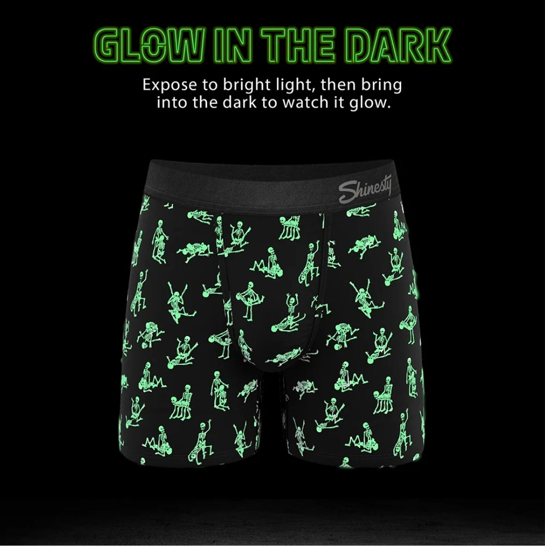 Shinesty The Bare Back Bones Glow-in-the-Dark Skeletons Ball Hammock Pouch Underwear with Fly XS, S, M, L, XL, 2XL