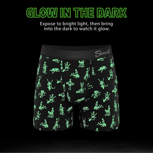 Shinesty The Bare Back Bones Glow-in-the-Dark Skeletons Ball Hammock Pouch Underwear with Fly XS, S, M, L, XL, 2XL