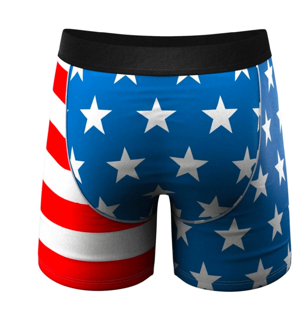 Shinesty The Mascot American Flag Ball Hammock Pouch Underwear with Fly XS, S, M, L, XL, 2XL