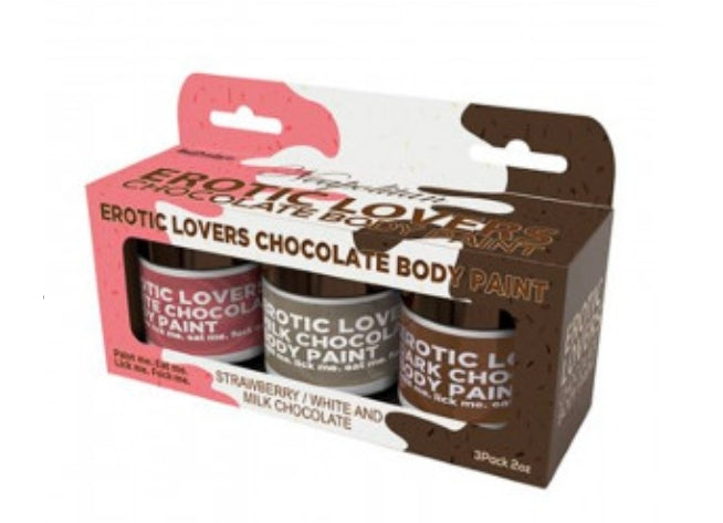 Erotic Lovers Chocolate Body Paint - Neapolitan - White Chocolate, Milk Chocolate and Strawberry - (3 Pack)