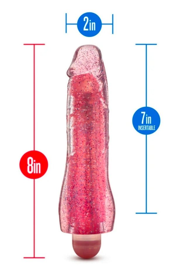 Glow Dicks Molly Color Changing 8 in. Vibrating Dildo Glitter-Pink or Purple