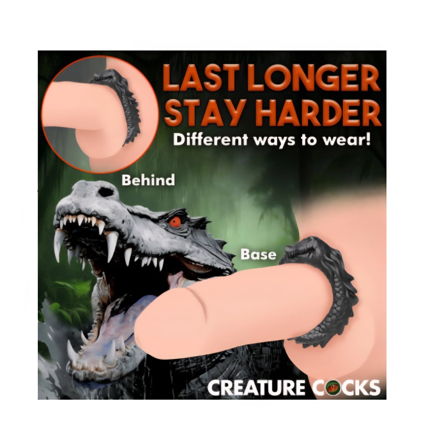 Black Caiman Silicone Cock Ring