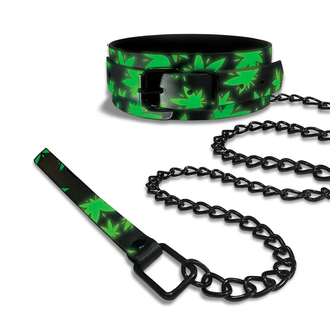 Stoner Vibes Chronic Collection Glow in the Dark Collar and Leash