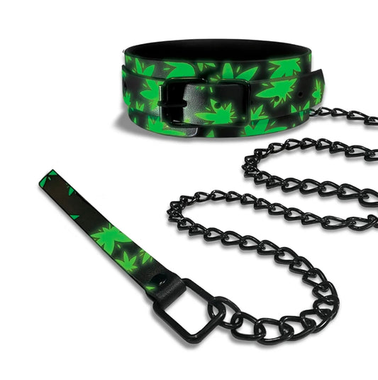 Stoner Vibes Chronic Collection Glow in the Dark Collar and Leash