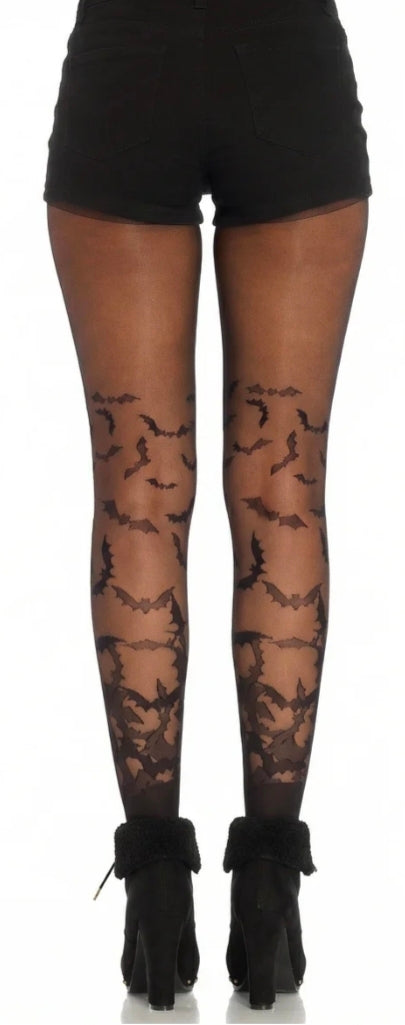 Bat Wing Sheer Tights Black Os