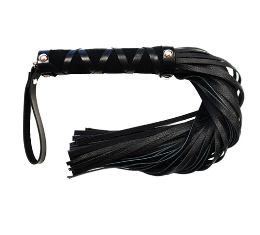 Leather Studded Flogger-Black